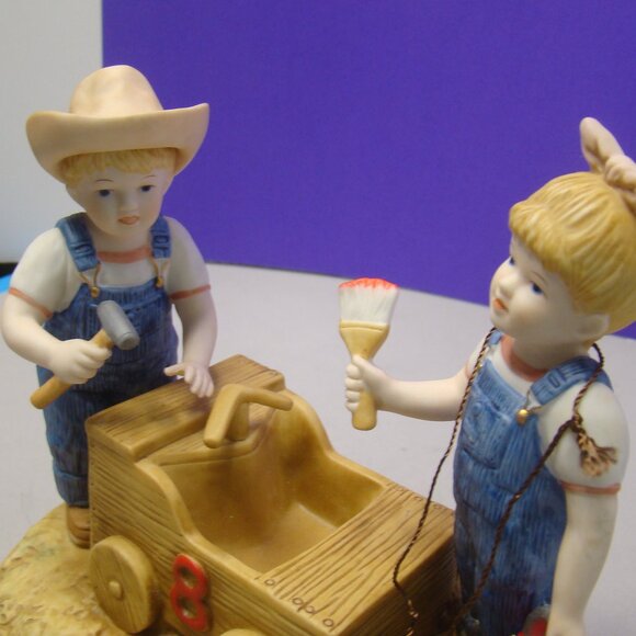 HOMCO DENIM DAYS "THE GO CART" PORCELAIN FIGURINE #15352-00 Farm with hang tag - Picture 6 of 16